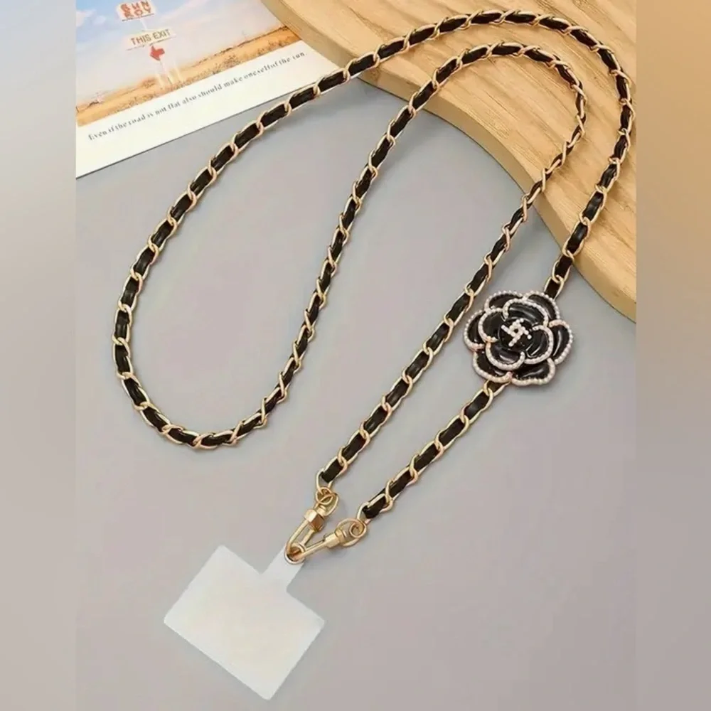 Camellia Flower Cross Body Mobile Phone Hanging Chain or Replaceable Bag Strap